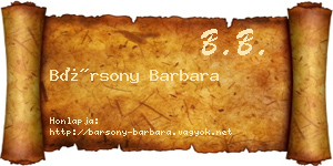 Bársony Barbara névjegykártya